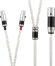 Tirstrup 4 Pin XLR Balanced Male Cable 100% Pure Silver Headphone Cable Cord Headsets Cable Compatible with Hifiman Audeze LCD-2, LCD-3, LCD-4, LCD-X, LCD-XC (1.2m, White)