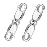 2pcs Double Lobster Clasps, 925 Sterling Silver Double Lobster Clasp Extender...