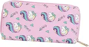 [WOFASHPURET] Lovely Unicorn Long Wallet for Women Durable PU Leather Purse with Cash Compartments Cute Cartoon Design Present for Ladies