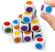 Pack of 20 Colour Dice, Plastic Whisper Dice, Six Sided Dice, Colourful, 16 mm Dice Game, for Classroom, Mathematics, Board Game, Playing Wheels