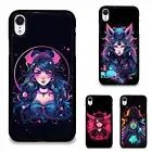 Hard Black Cover neonpunk anime girl Oni For iPhone XS 11 12 13 14 15 16 Pro Max