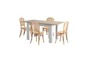 Oikiture 160cm Extendable Dining Table with 4PCS Dining Chairs Natural