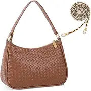 [Prpeko] Women's Woven Crescent Shoulder Bags Retro 90s Hobo Handbags Top Handle Underarm Bag Clutch Purses