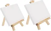 Hohopeti 2Sets Easels with Canvases for Artwork Display for Home Mall Showcase for Painting Ceramics and Creative Projects