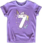 [Unordinary Toddler] Unicorn 7th Birthday Shirts for Toddler Girls Outfit 7 Year Old Seven Shirt Seventh