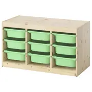 TROFAST storage combination with boxes, light white stained pine/light green, 93x44x53 cm