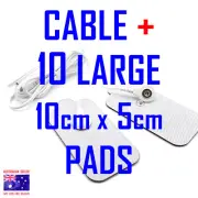 Omron HV-F127 / HV-F128 compatible TENS ELECTRODE PADS CABLE + 10 LARGE PADS