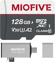 Miofive 128GB Memory Card - Ultimate Micro SD Card with USB 3.0 Type-C Card Reader, 170MB/s, C10, U3, A2, V30, 4K for 4K WiFi Dash Cams and GPS Dash Cams