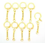 10 pcs Gold Key Chains Snake Chain with snap end + Jump Ring for Craft Findings