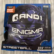 AND1 Enigma Indoor/Outdoor Youth 27.5”Premium Rubber Streetball, Blue and Black