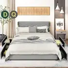 Giantex Upholstered Bed Frame w/ 4 Drawers & PU Leather Headboard Queen Double