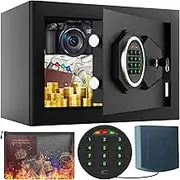 Home Safe with Fireproof Bag and Backlit Keypad, 0.4 Cu Ft Small Personal Safe Box for Home with Alarm Mode and Silent Mode, Digital Cabinet Safes Combination Lock Box for Money Medicine Jewelry