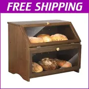 Large Capacity Bread Box with Plexiglass Window – Rustic Kitchen Essential
