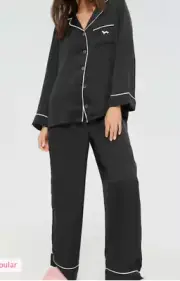 Peter alexander Long Black Chic Satin Pj Set Size XS