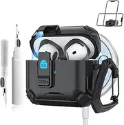 Meliya for Airpods 4 Case, Compatible with AirPods 4th Generation Case (2024) Men Women, Military-Grade Drop Protective Hard Shell Cover, with Cleaner kit＆with Phone Holder Function