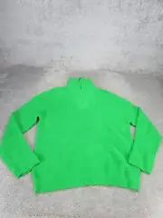 Boohoo Sweater Womens Large Half Zip Collar Jumper Green Knit NEW