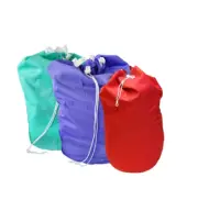 3 x Commercial Laundry Linen Bag with Drawstring & Lugs: Red, Purple & Green| B
