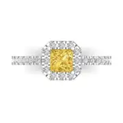 1.4 Princess Natural Citrine Promise Bridal Wedding Classic Ring 14k White Gold