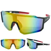 Oversized 90's RETRO SPORTY WRAP AROUND Style SUN GLASSES Black Frame Gold Lens