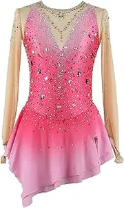 [Zagitova] Figure Skating Competition Dress for Girls, Ice Dancing Costume Gradient with Rhinestones, Customizable