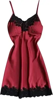 [Generic] Plus Size Christmas Sleep Shirt Women Sexy Satin Fashion Patchwork Lace Bow Pajamas Sling Sleepwear Medium Shirts Women