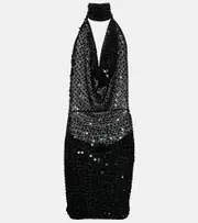 [Aya Muse] Aya Muse Tipo sequined halterneck minidress AU 14 black