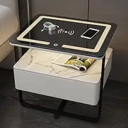 Smart Furniture with Wireless Charging, Wireless Charging Furniture, Bedroom Bedside Storage Table, Three-Color Light, Free Installation，for Bedroom and Living Room [Energy Class A] (Color : E, Size
