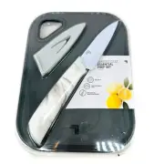 3 Pcs Sharper Image Essential Prep Set, Knife Sheath and Board Included