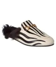 Gucci Princetown Zebra Leather Fur Flat Mule Slide Sandals Shoes Slippers $1100