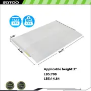 23.88"L x 36.25"W x 4.38"H Portable Aluminum Threshold Ramp Applicable height 2"
