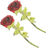 TEHAUX 2Pcs Sequin Rose Patches for Clothing Creative DIY Applique Embellishments Decorative Sew Patches Fashionable Repair for Bags and Apparel