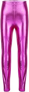 [easyforever] Kids Girls Shiny Metallic Solid Skinny Leggings Trousers Gymnastics Dance Costumes