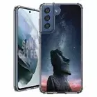 For Samsung Galaxy S20 S21 S23 S24 FE 5g TPU Case+Glass(Moai Statue)
