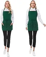 Waterproof Aprons for Women with 3 Large Pockets, Short Kitchen Apron for Men Cooking BBQ Grilling, Syzornk Adjustable Bib Apron with Ultra-Long Belt