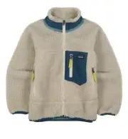 Patagonia Kids Retro-X Jacket Natural Deep Sea Blue Medium 10 NWT