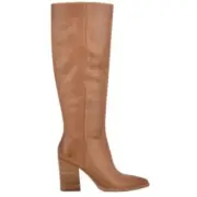 Nine West Brixe Heeled Boots Medium Natural Leather NIB