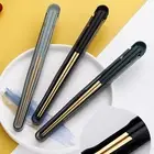1 Set Food Chopsticks Bpa Free Anti-scald Metal Chopsticks with Folding Storage