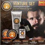 Beard Guyz Venture Beard Care Set w/ Boar Bristle Brush, Wash, Balm, Butter, Oil