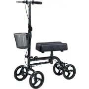 WINLOVE Black Steerable Knee Walker Roller Scooter with Basket Dual Braking S...