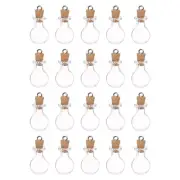 20pcs Mini Glass Bottles with Cork Flat Bottom Ball Shape with Ring