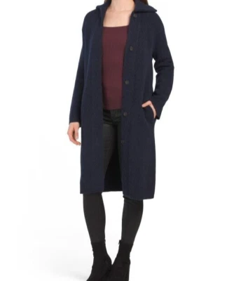 Vince Collared Cardigan Buttoned Coat Brushed Wool Alpaca Knit Navy L;NWT$545