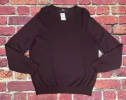 J. Crew Sweater Merino Wool Pullover Striped Mens XL V-Neck $69 Retail