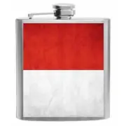 Indonesia Flag Stainless Steel Hip Flask 6oz