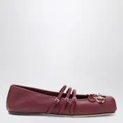 [GUCCI] Ballet flats in Rosso Ancora with Horsebit 38 IT Burgundy