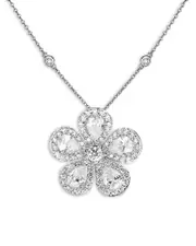 Piranesi 18K White Gold Large Classic Flower Necklace with Diamonds, 2.97 ct. t. w.