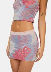 [Jaded London] Devore Daydream Lace Trim Mini Skirt