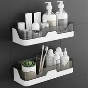 2 Pcs Shower Caddy, Separable Shower Organizer, No Drilling Double Layer Showers Shelf, Self Adhesive Bathroom Storage for Bathroom and Kitchen (Color:Grey)