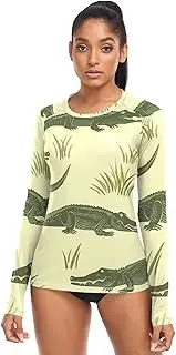 [RPLIFE] Alligators Yellow Lightweight Sun Protection Clothing, XS-XL UPF Swim Shirt Women
