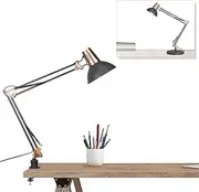 FIRVRE Adjustable Architect Desk Lamp,Industry Black Metal Portable Reading Light,Swing Arm Goose Neck Craft Table Lamps,for Bedside Bedroom, Study Room, Home Office, Living Room