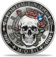 Skull Coin Gift Set | Memento Mori Medallion with Coin Capsule, Display Stand & Card | Inspirational and Premium Gifts for Men & Women
